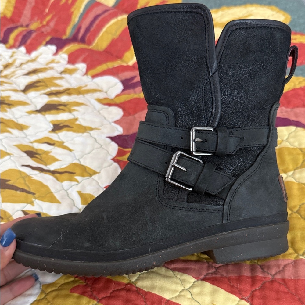 UGG Black Women's Combat Boots with Buckles